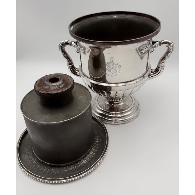 Metal Regency English Sheffield Plate Armorial Wine Cooler, Manner of Matthew Boulton For Sale - Image 7 of 15