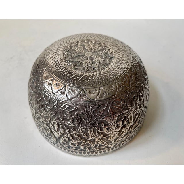 19th Century Buddhist Singing Bowl in Repousse Silver, Set of 2 For Sale - Image 10 of 14
