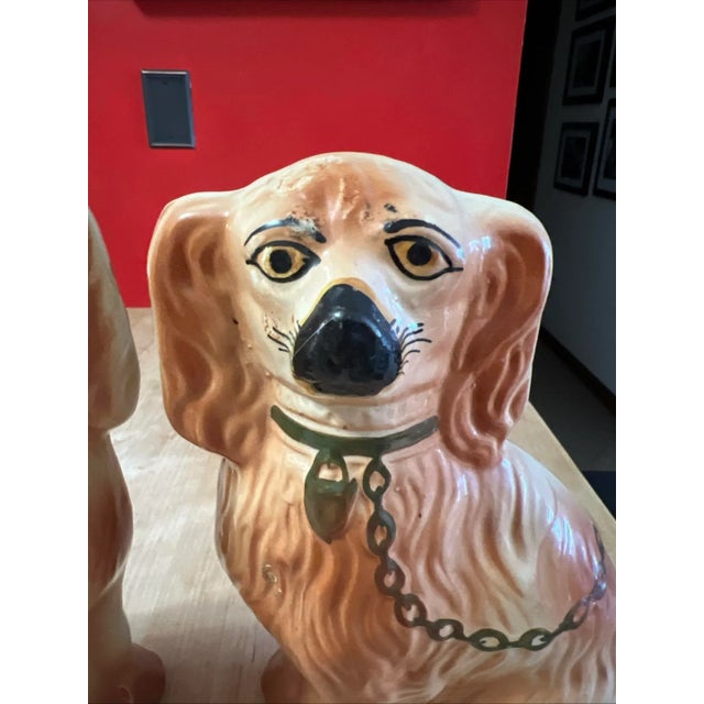 American Pair of Antique Decorated Staffordshire Dogs, Circa 1860's For Sale - Image 3 of 15