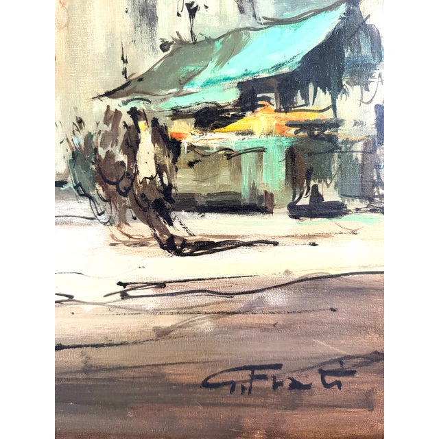 G. Frati, an striking Impressionist city view painting signed oil on canvas, authenticity label verso. A Foreign Arts,...
