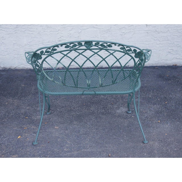 Wrought Iron Outdoor Garden Bench With Rose Motif For Sale - Image 15 of 18