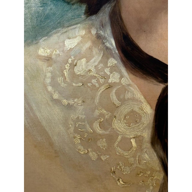 19th Century Oil Portrait Dated 1857 “Mrs George Wood” (Sarah Sophia, Née Clark) by John Wood— Oil on Canvas Gilt Framed For Sale - Image 9 of 18