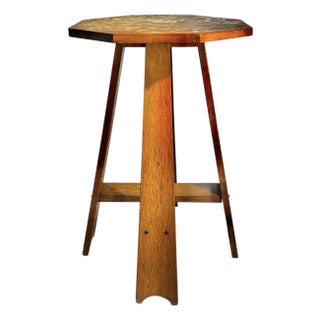 Antique Oak Folk Art Arts and Crafts Mission Table For Sale