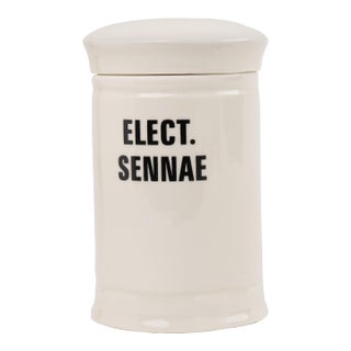 Antique-Style Ceramic Apothecary Jar With Lid - Elect. Sennae For Sale