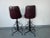 1960s Spanish Revival Barstools Cushy Brown Bucket Chairs With an Iron Scrolled Base - Set of 2 For Sale - Image 9 of 13