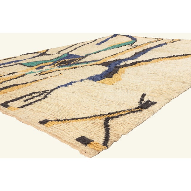 22069 Vintage Beni Ourain Moroccan Rug, 06'09 x 09'06. The Nomad's Reverie: A Vintage Beni Ourain Moroccan Masterpiece of...