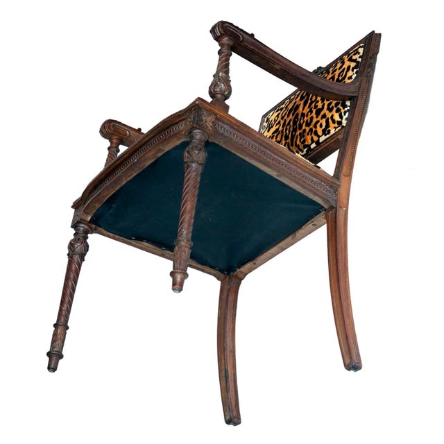 French Antique Wood Carved Chair, C. 1920's Newly Upholstered For Sale In Los Angeles - Image 6 of 6