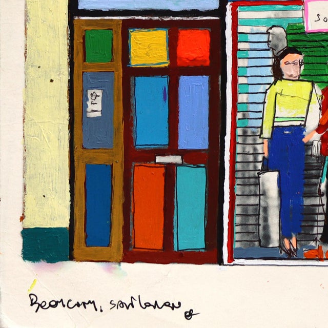 Boom City, London - Original Contemporary London Cityscape Mixed Media Painting on Paper by Fabio Coruzzi For Sale - Image 10 of 10