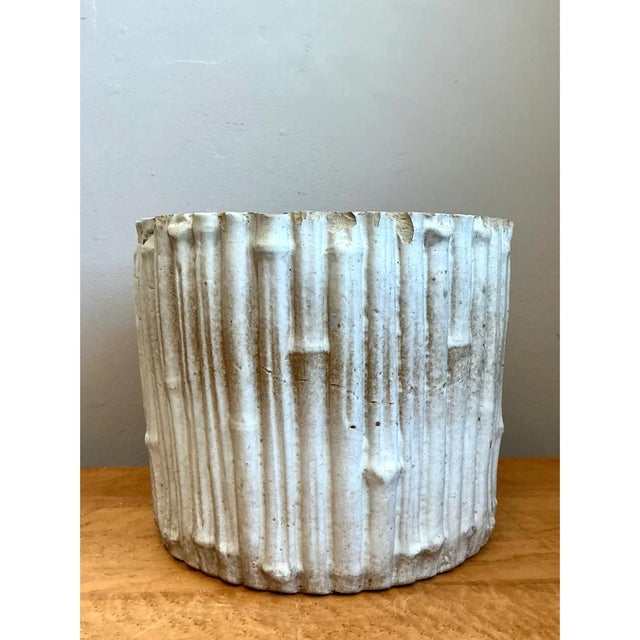 Vintage Faux Bamboo White Ceramic Pot For Sale - Image 9 of 12