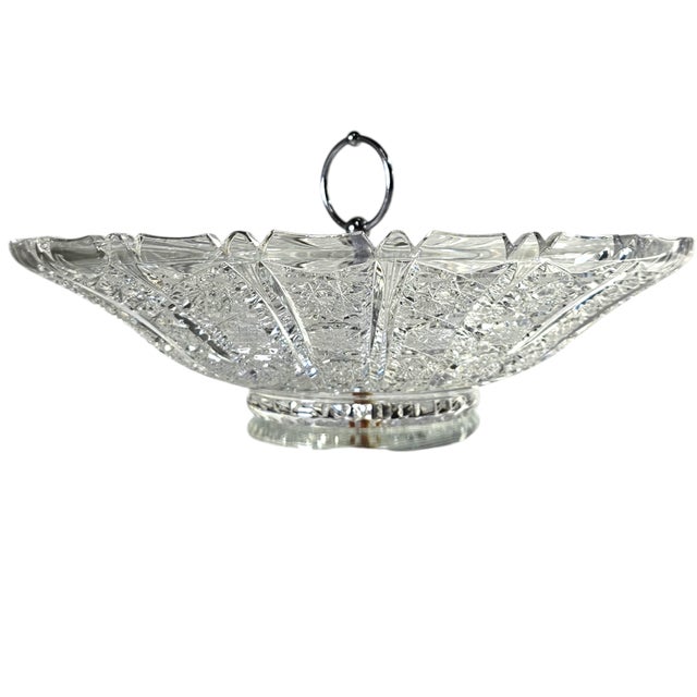 This Bohemian cut glass centerpiece tidbit bowl features a striking star pattern and scalloped edge, this fabulous bowl...
