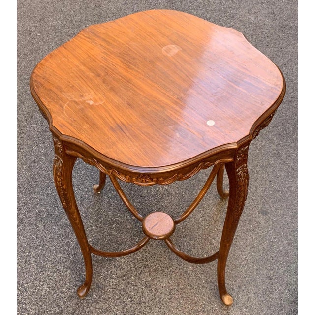 Antique Art Nouveau Carved Wooden Table For Sale - Image 5 of 6