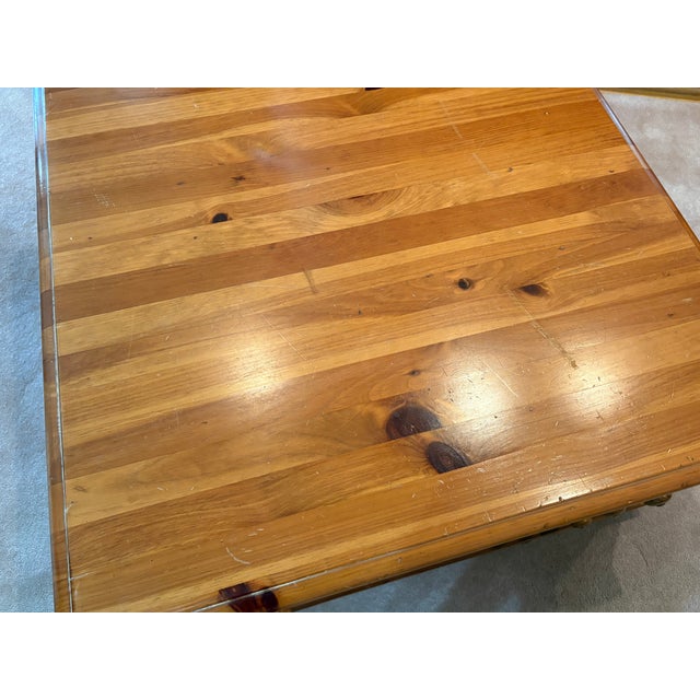 1980s North Carolina Coffee Table, Square Solid Wood With 6 Drawers For Sale - Image 4 of 8