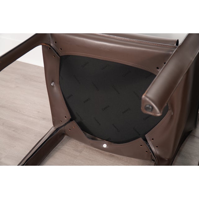 Brown Leather Mario Bellini for Cassina Cab 414 Lounge Chairs Italy For Sale - Image 9 of 10
