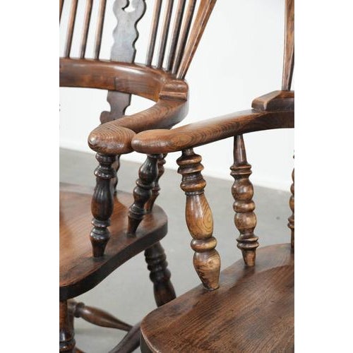 Antique English Highback Windsor Chairs, 18th Century, Set of 2 For Sale - Image 11 of 18