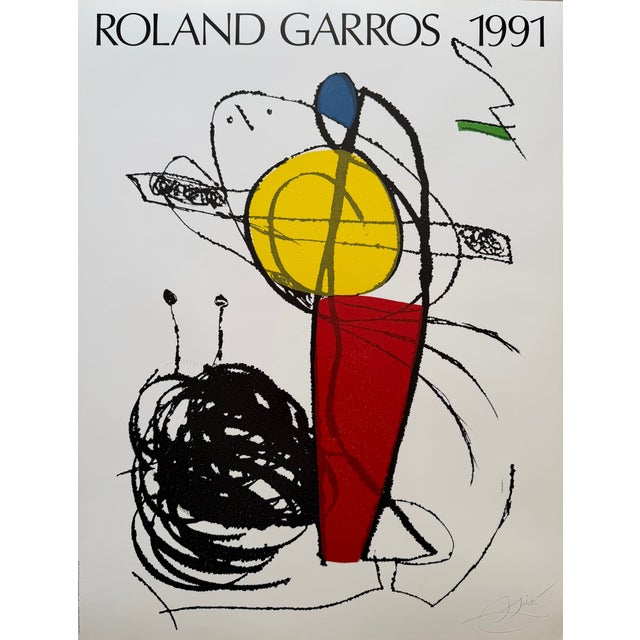 Joan Miró (1893–1983), Roland Garros (1991), Original Vintage Poster Original vintage Joan Miró Roland Garros poster from...