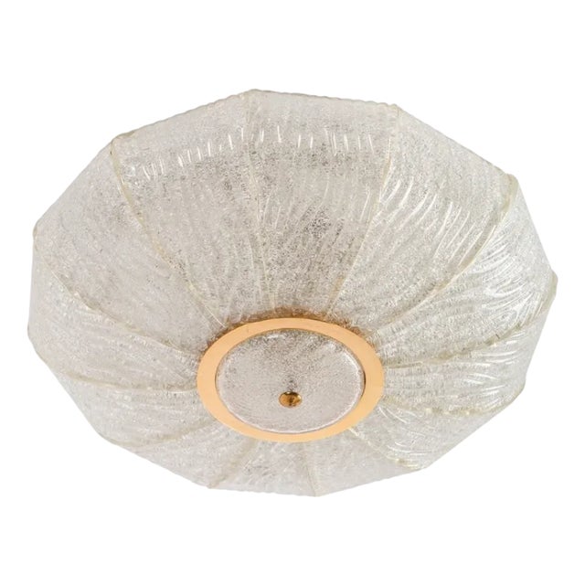 Ceiling Light in Brass and Dew Glass from Barovier and Toso, 1970s For Sale