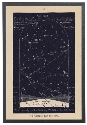 Navy Western Star Map in Black Shadowbox 12 1/8x 17 1/8