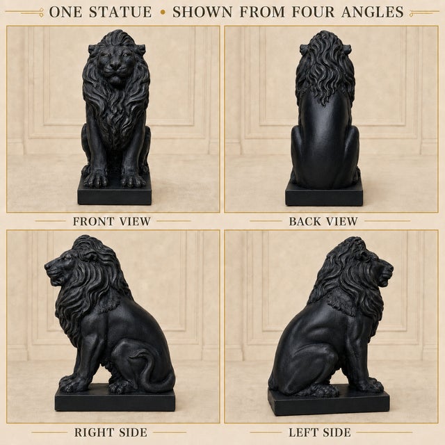 Cast Stone Guardian Lion Garden Sculpture. For Sale - Image 4 of 5