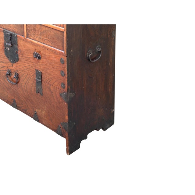 Auburn 1970s Oriental Brown Brass Hardware Drawers Accent Storage Cabinet For Sale - Image 8 of 12