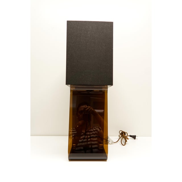 Tube Top Acrylic Table Lamp in Brown by Peter Stathis for Pablo Designs For Sale - Image 4 of 9