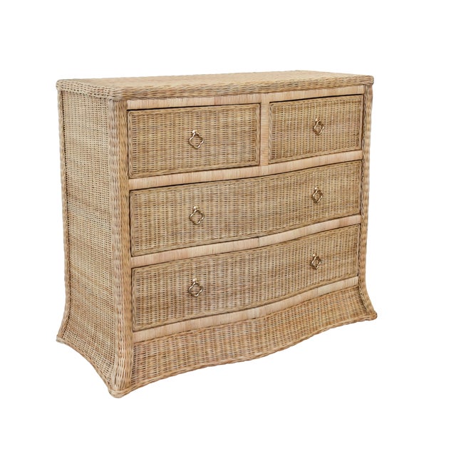 Contemporary Matthew Izzo Home - Celine Rattan, Soft Glide Four Drawer Chest With Satin Brass Hardware For Sale - Image 3 of 10