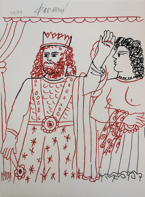 Alekos Fassianos, Roi et Andromaque, Lithograph