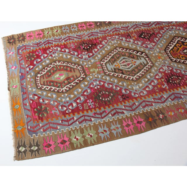 1970s Handmade Flatweave Kilim Runner For Sale - Image 5 of 10