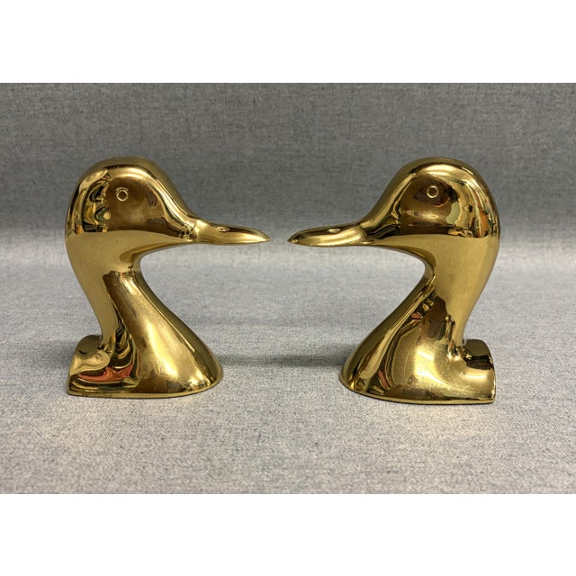 Hollywood Regency Virginia Metalcrafters Brass Duck Bookends - A Pair For Sale - Image 3 of 11