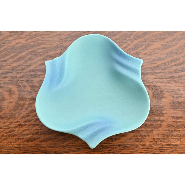Van Briggle Arts & Crafts Turquoise Glazed Ceramic Tray or Catchall For Sale In South Bend - Image 6 of 12