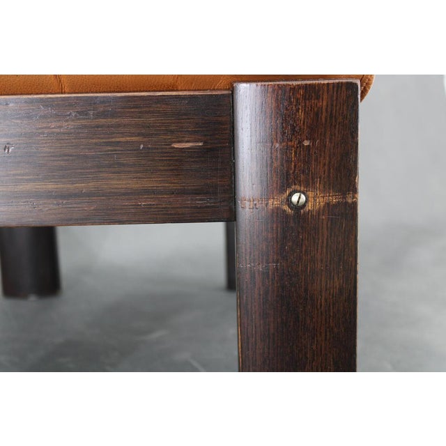 Wood Brown Leather Oak Stool, Denmark, 1960s For Sale - Image 7 of 12