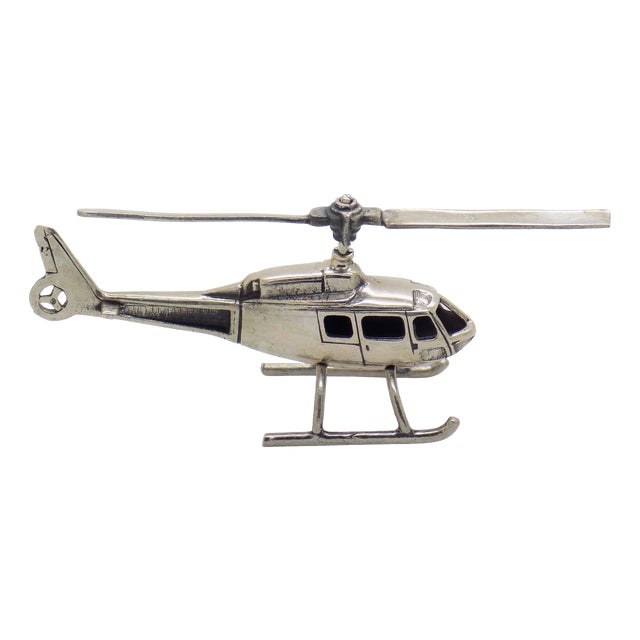 Vintage Italian Handmade Silver Helicopter Figurine from Raspini Gioielli, Tuscany, Italy, 1980s For Sale