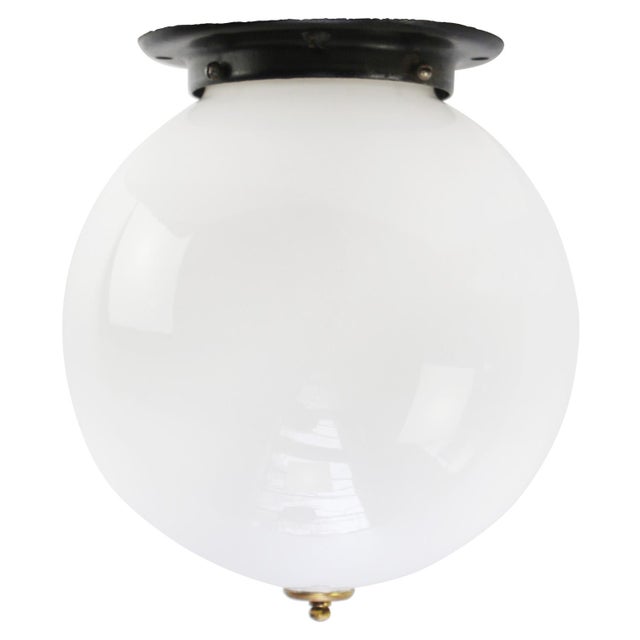 Art Deco White Opaline Flush Mount, 1920s For Sale - Image 10 of 10