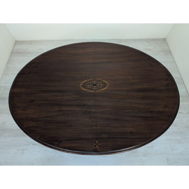 Antique Oval Coffee Table in Mahogany with Marquetry For Sale - Image 10 of 15