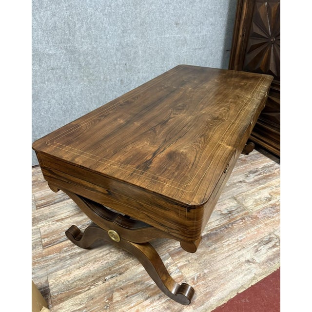 Charles X Center Desk in Rosewood and Lemonwood, 1820 For Sale - Image 5 of 6