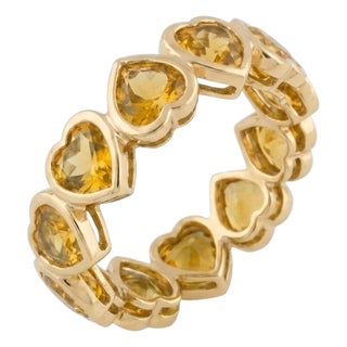 Natural Citrine Heart Shape Ring | Dainty Gemstone Full Eternity Band Ring Us 7 For Sale