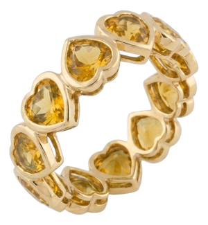 Natural Citrine Heart Shape Ring | Dainty Gemstone Full Eternity Band Ring Us 7