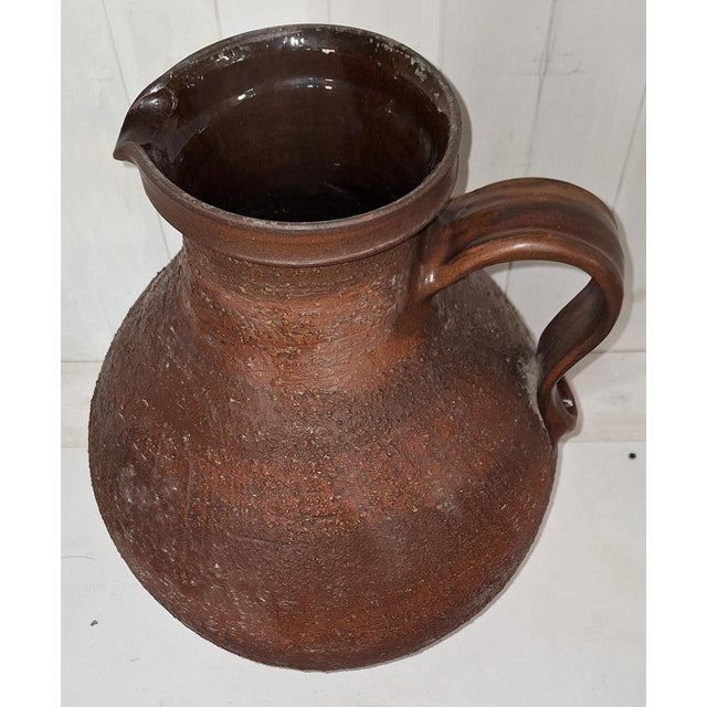 Large Vintage Handmade Ceramic Handled Jug Vase, 1970s For Sale - Image 3 of 6