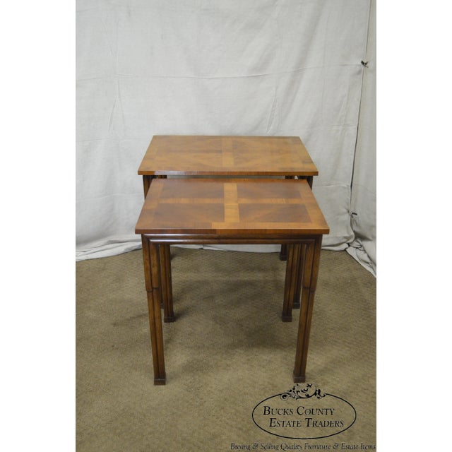 Old Colony Regency Style Yew Wood Nesting Tables For Sale In Philadelphia - Image 6 of 11