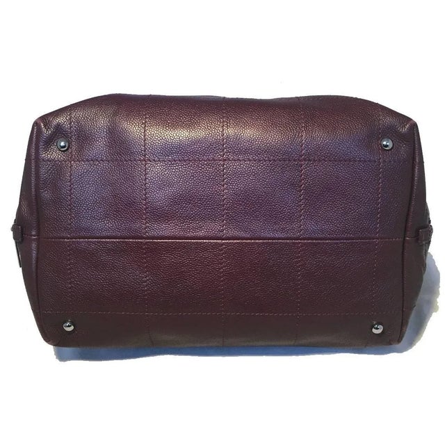 Chanel Chanel Burgundy Caviar Leather Square Quilted Handbag Tote For Sale - Image 4 of 9