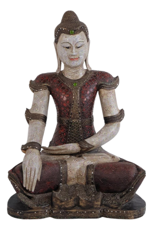 Buddha Figure in Carved Wood, Thailand, 1920s