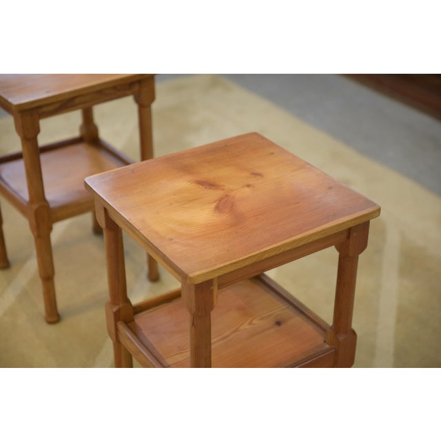 Wood Pine Bedside Tables, 1960s, Set of 2 For Sale - Image 7 of 8