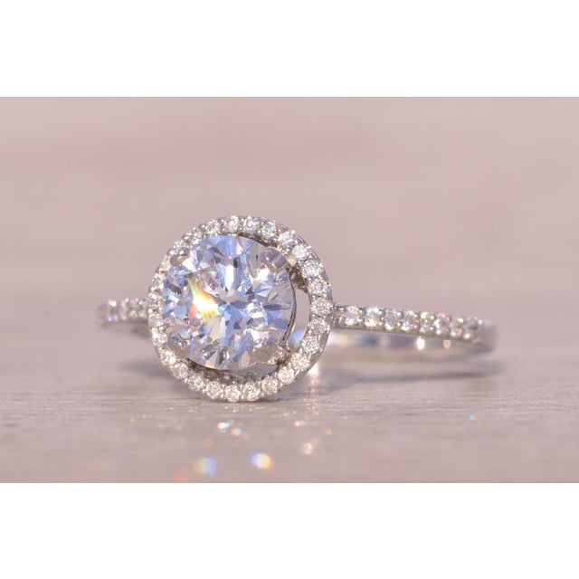 2000 - 2009 The Champ: Halo Set Natural Diamond Engagement Ring in White Gold For Sale - Image 5 of 11