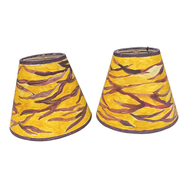 Happy Menocal Contemporary Hand Painted Bistro Lampshades - a Pair For Sale