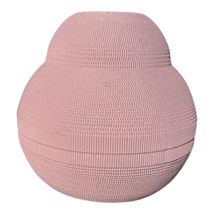 Postmodern Light Mauve Pink Painted Corrugated Cardboard Vase by Flute Chicago, 1980s