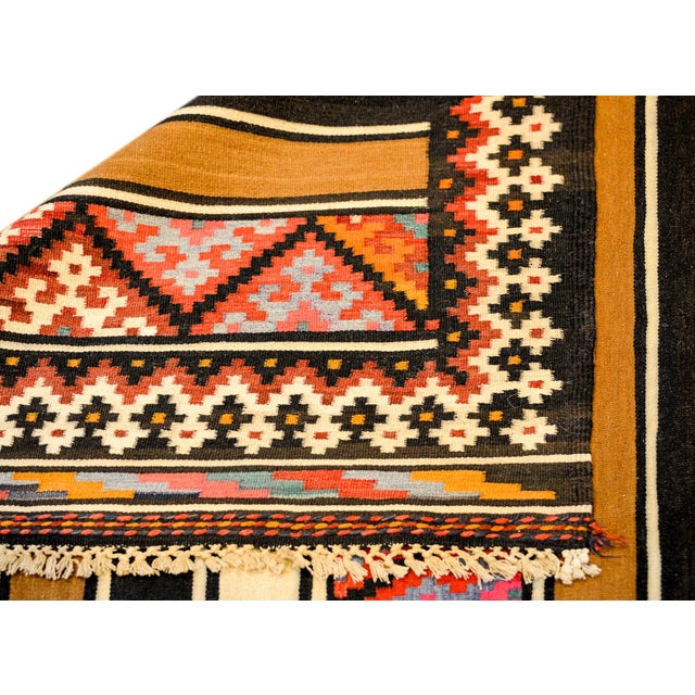 White Bold Vintage Zarand Kilim Runner For Sale - Image 8 of 8