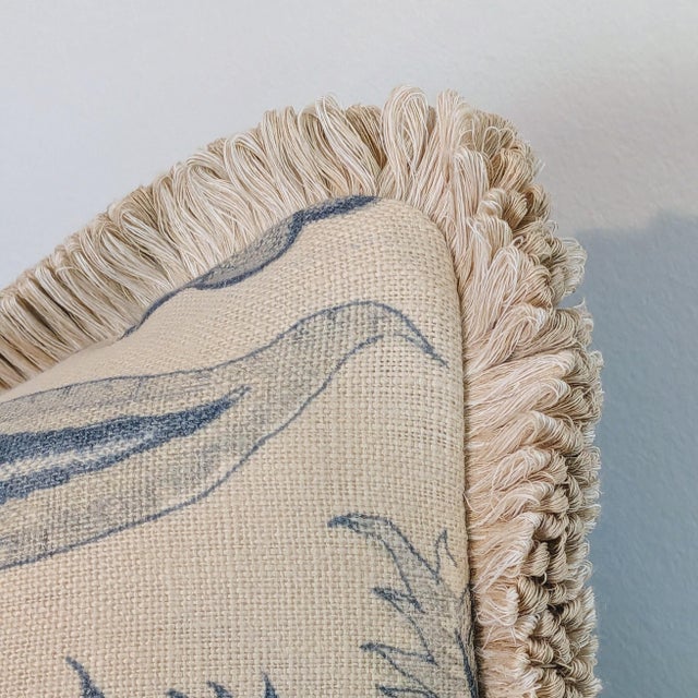 Traditional Colefax & Fowler Colmar Blue Pillow With Loop Fringe- Single For Sale - Image 3 of 6