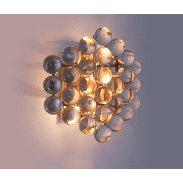 Cluster Wall Sconce Crystal Balls and Gold-Plated Brass by Christoph Palme for Palwa, 1960 For Sale - Image 3 of 8