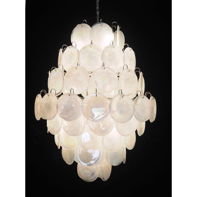 Large Vintage Italian Murano Chandelier with 87 White Alabaster Disks, 1990s For Sale - Image 17 of 18