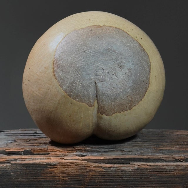 Ceramic Vintage Postmodernist Beige Glazed Ceramic Vessel, Signed For Sale - Image 7 of 7