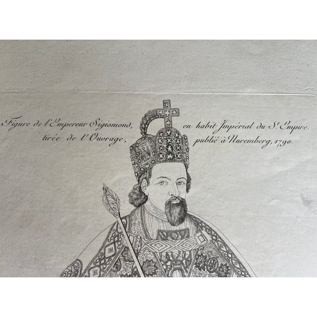 French Mid 19th Century Etching Reproduction of Emperor Sigismond by French Artist Nicolas Xavier Willemin For Sale - Image 3 of 6